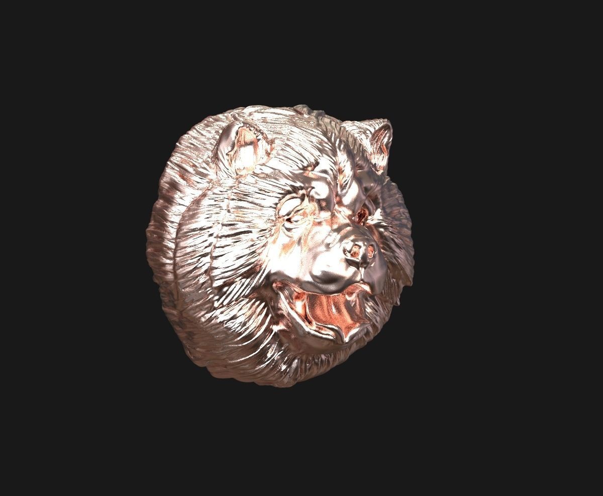 Chow chow  head  pendant 3D print model_7