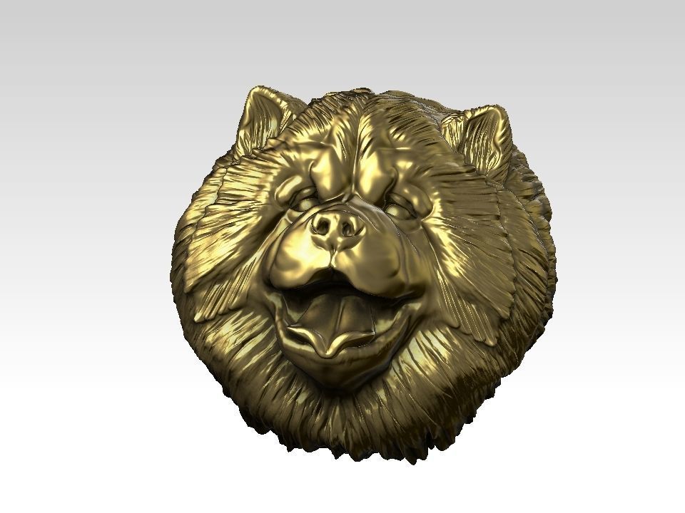 Chow chow  head  pendant 3D print model_2
