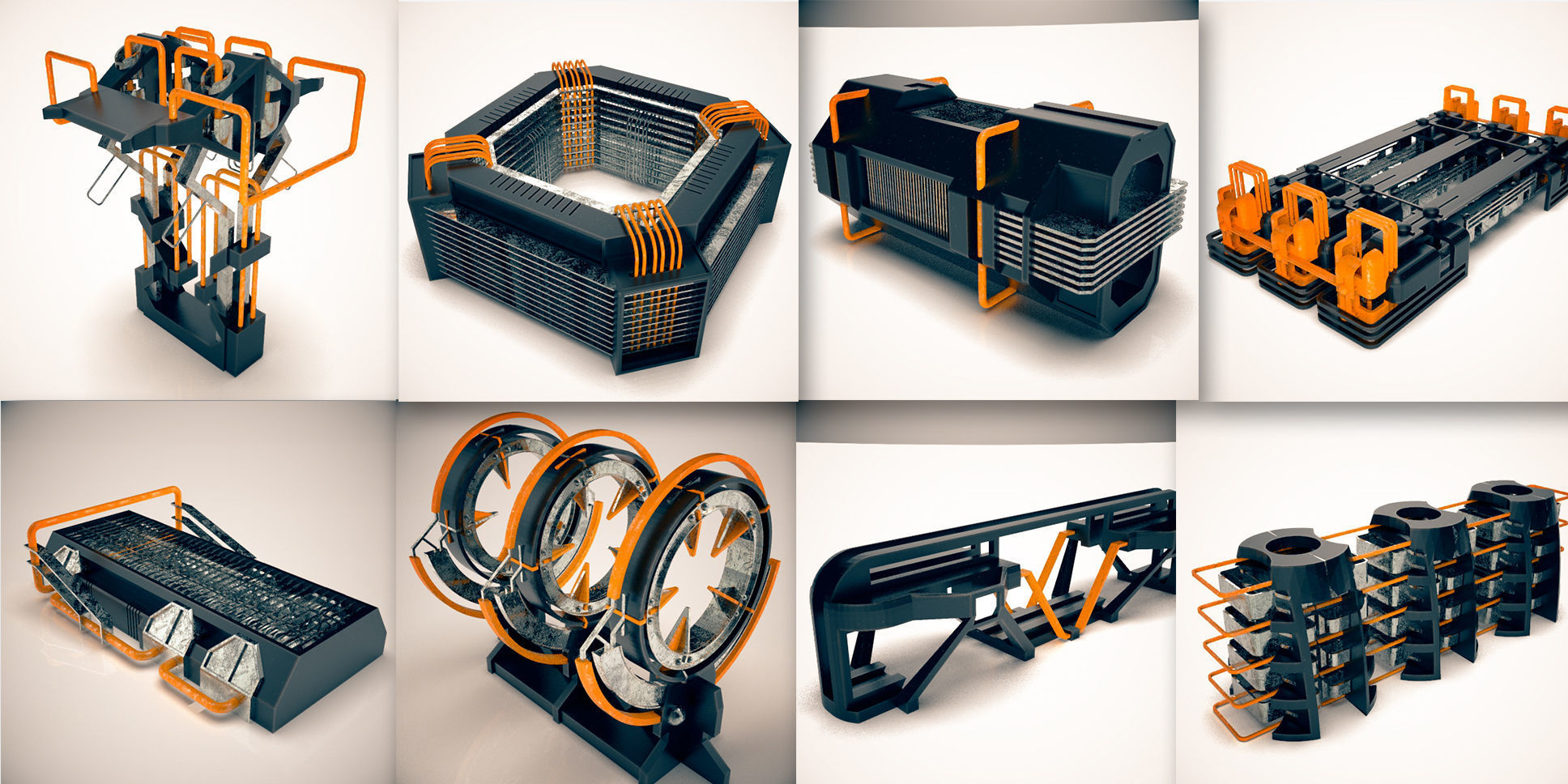 Mega Alien Structures - 100 Models Kitbash Set 3D model_1