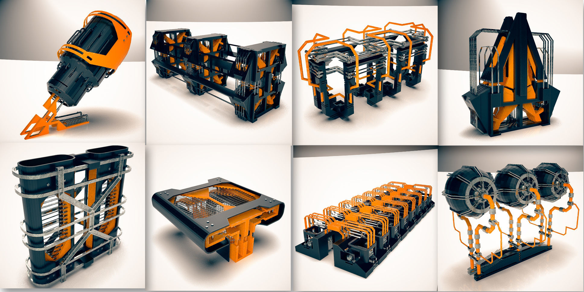 Mega Alien Structures - 100 Models Kitbash Set 3D model_4