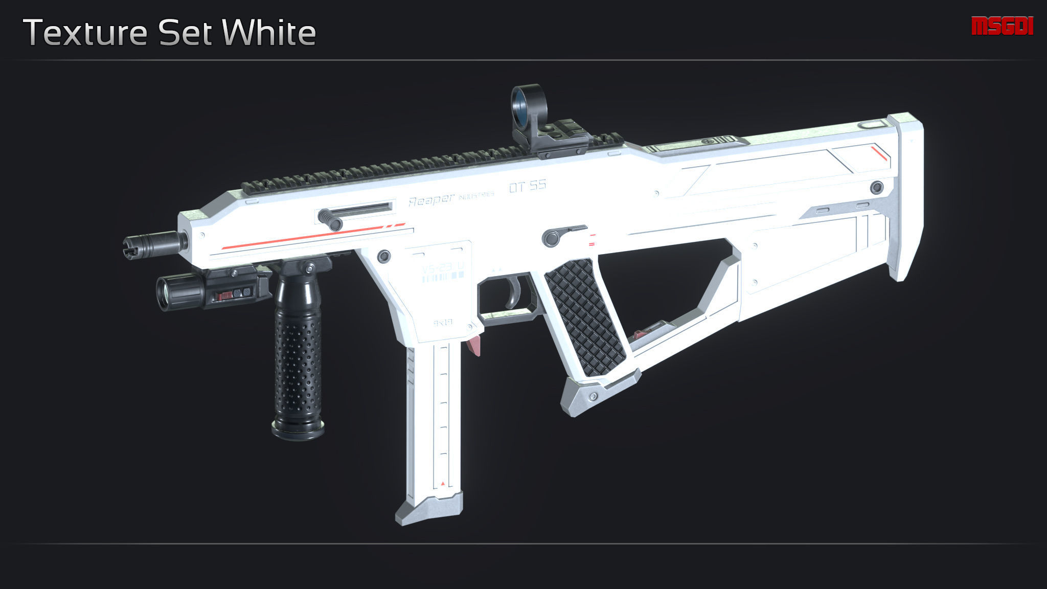 Scifi Submachinegun DT 55 Low-poly 3D model_14