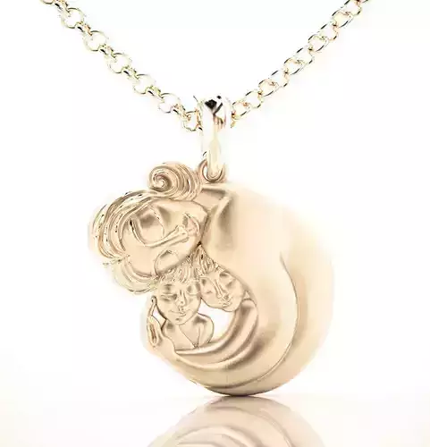 mother with children pendant bas-relief 3D print model