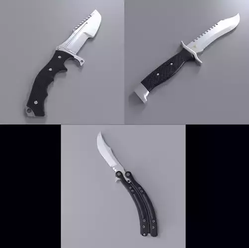Three CSGO Knives Pack 1 3D model