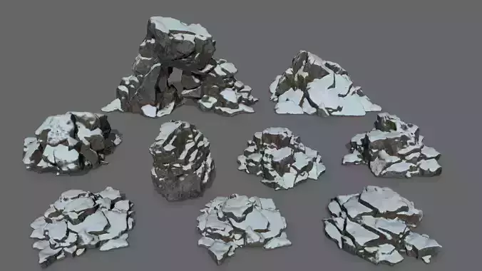 snow rocks   Low-poly 3D model