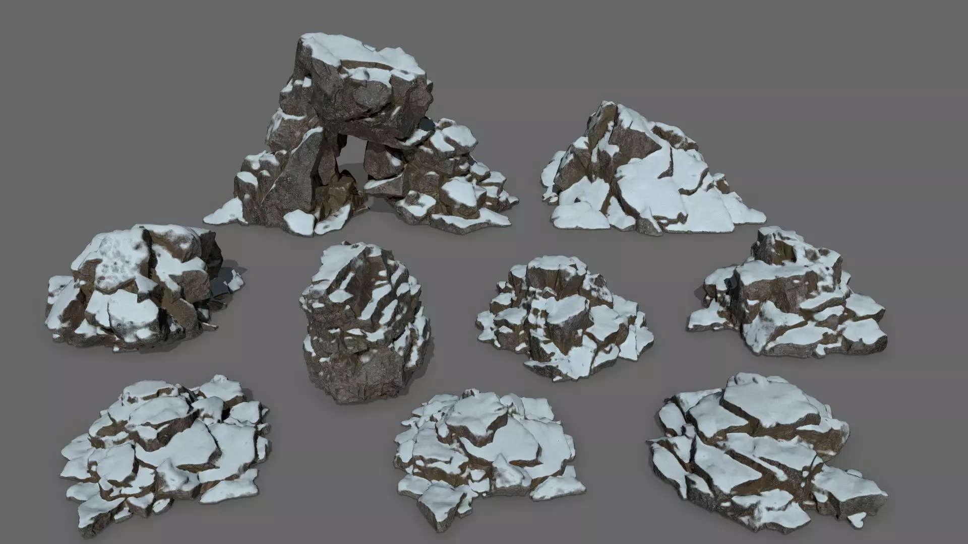 snow rocks   Low-poly 3D model_0