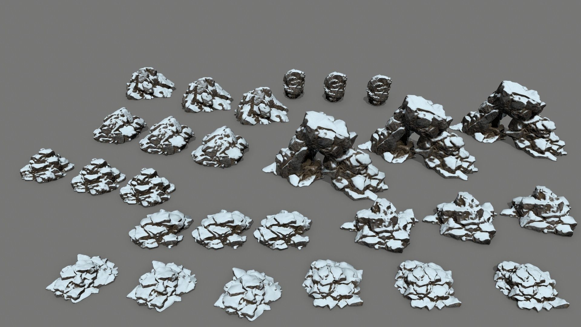 snow rocks   Low-poly 3D model_2