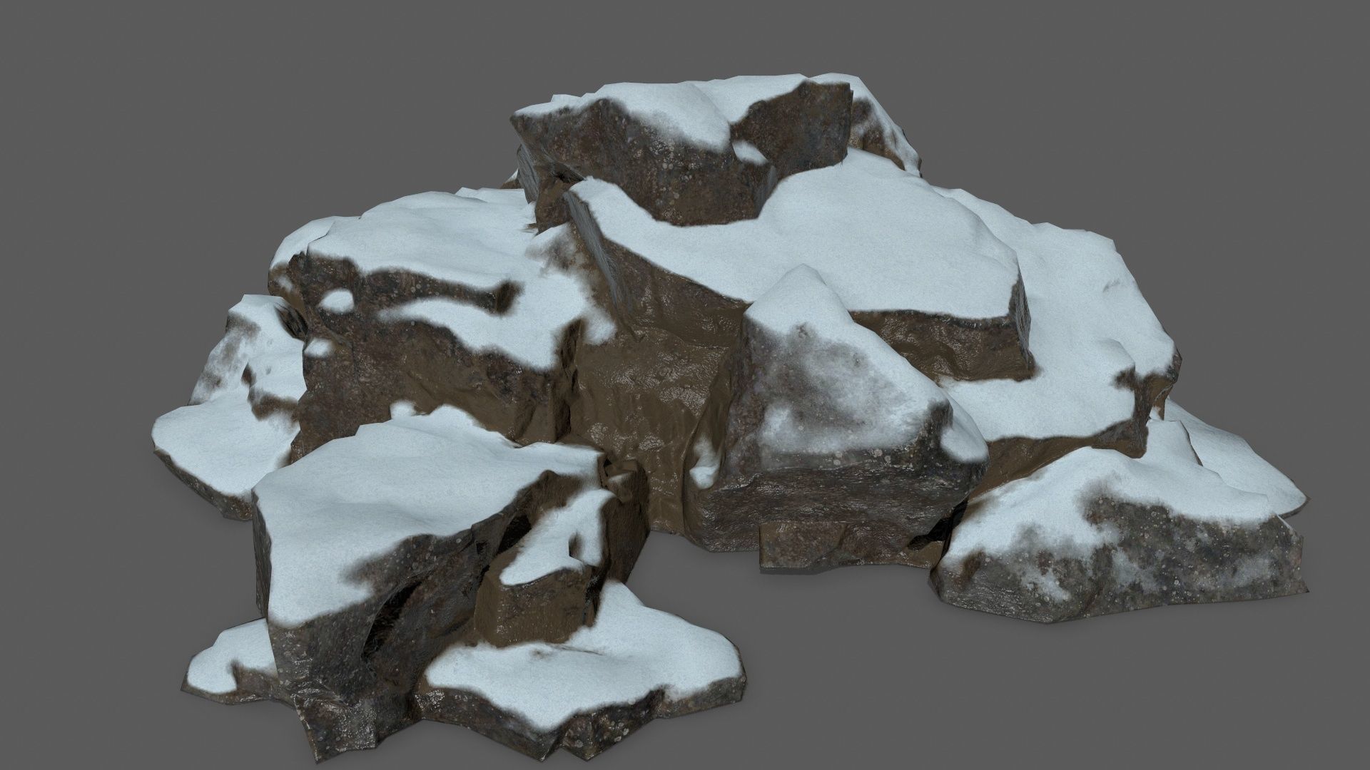 snow rocks   Low-poly 3D model_5
