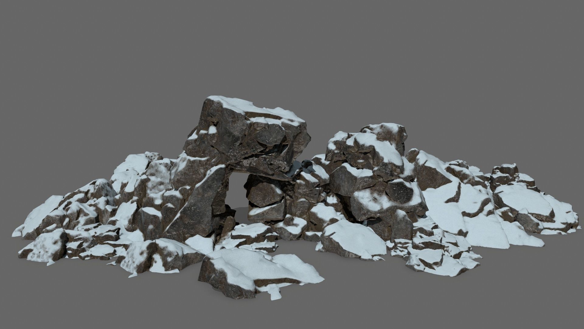 snow rocks   Low-poly 3D model_1