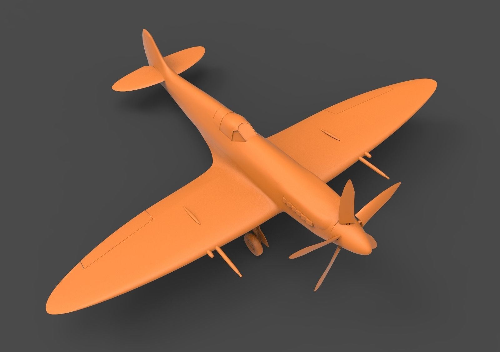 spitfire mk xiv 3D print model_7