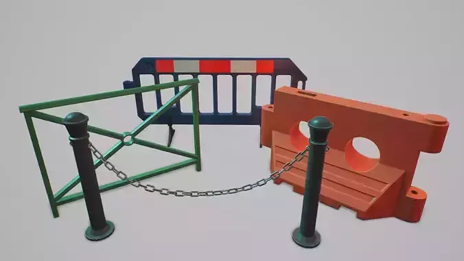 STREET BARRIERS PACK 3D Model Collection