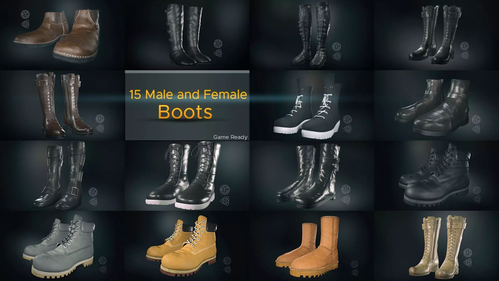 15 Male and Female Boots 3D Model Collection_0
