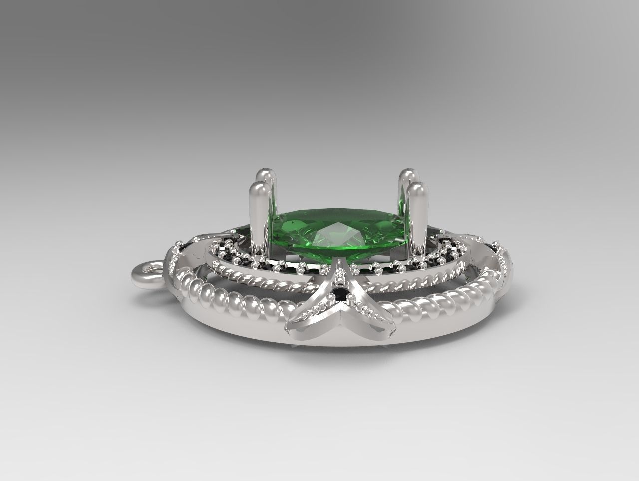 Pendant Big marquise STL 3D print model_2