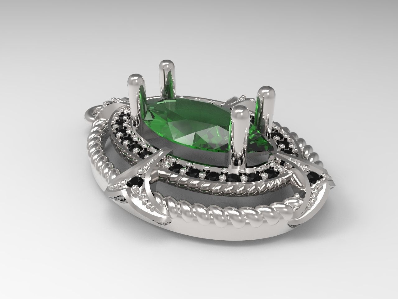 Pendant Big marquise STL 3D print model_0