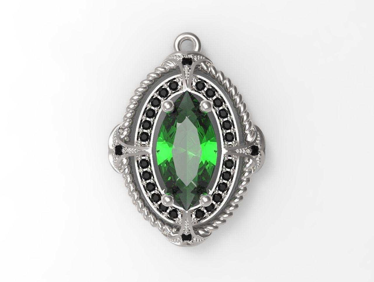 Pendant Big marquise STL 3D print model_1