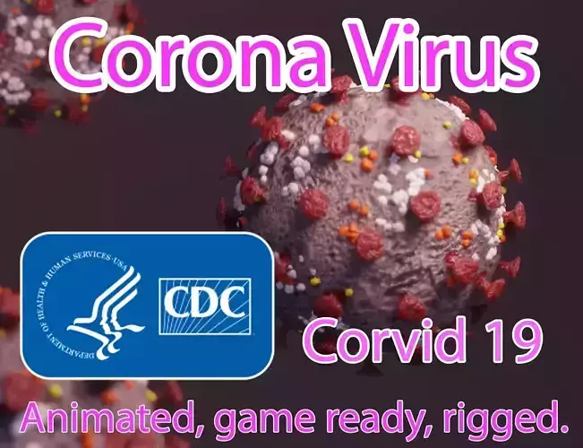 Corvid 19 Corona Virus Low-poly 3D model