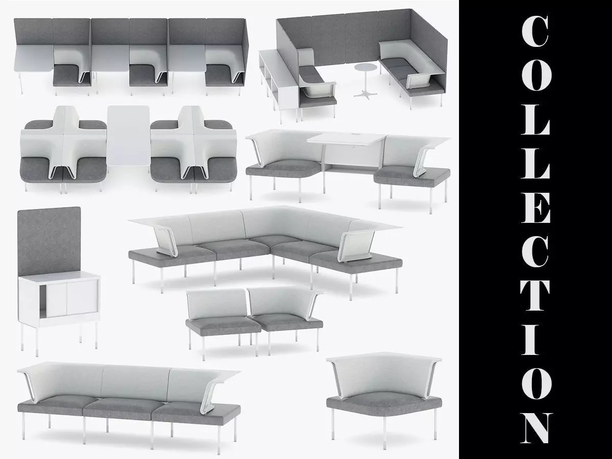 9 Office Workstation Collection 3D model_0