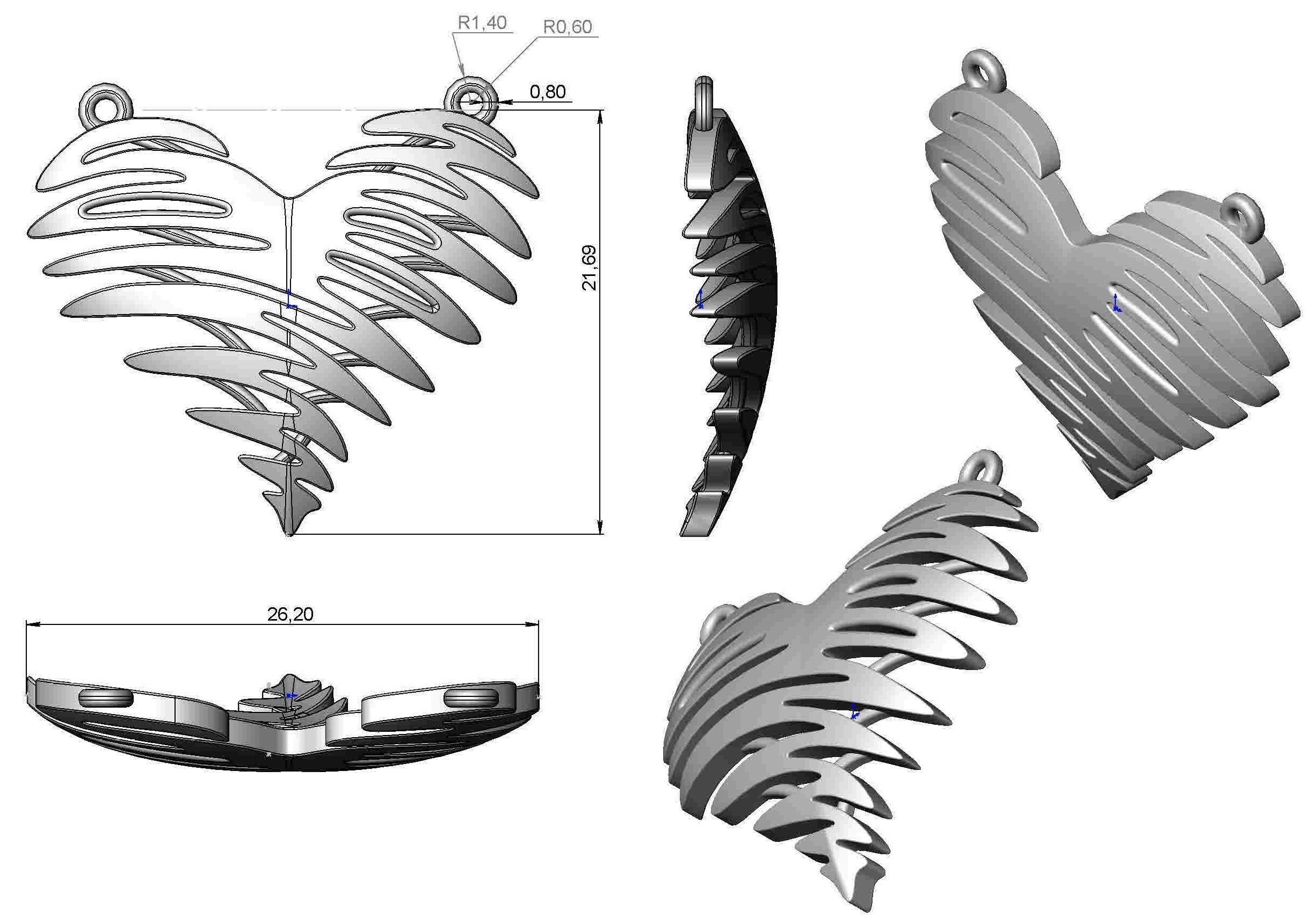 Pendant fern leaf 3D print model_8