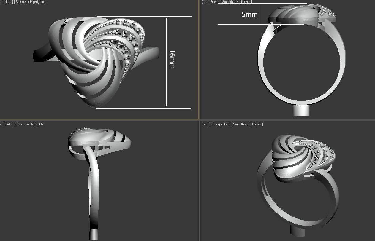 Ring Triad STL  3D print model_3