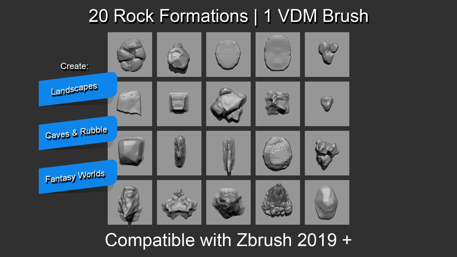 20 Arid Rock Formations 01 - Zbrush VDM Brush 3D model_1