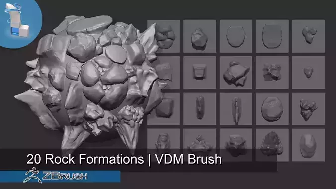 20 Arid Rock Formations 01 - Zbrush VDM Brush 3D model