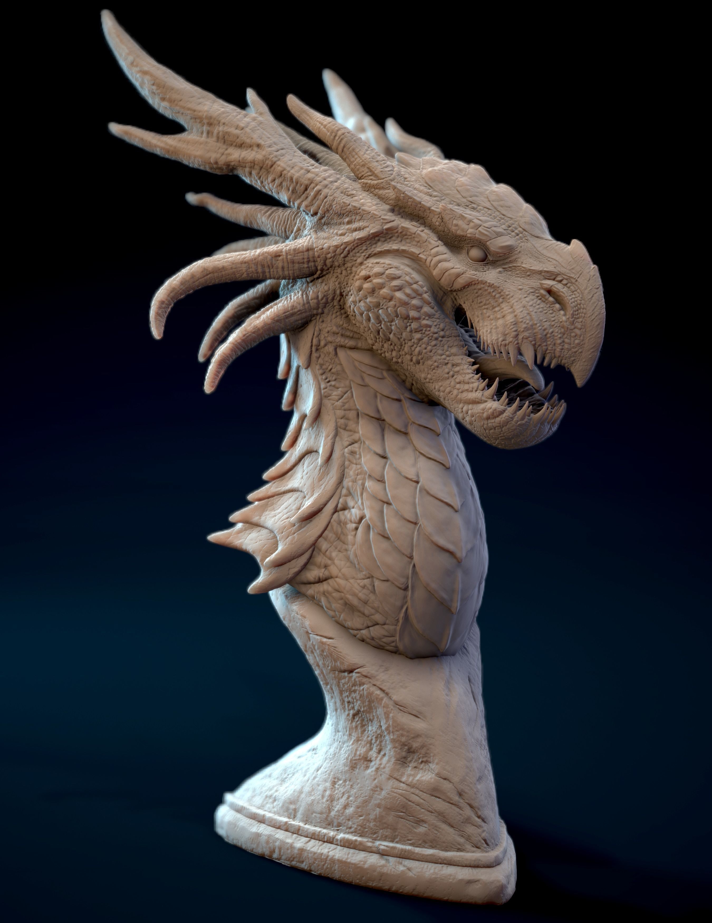 Dragon Bust 3D print model_4