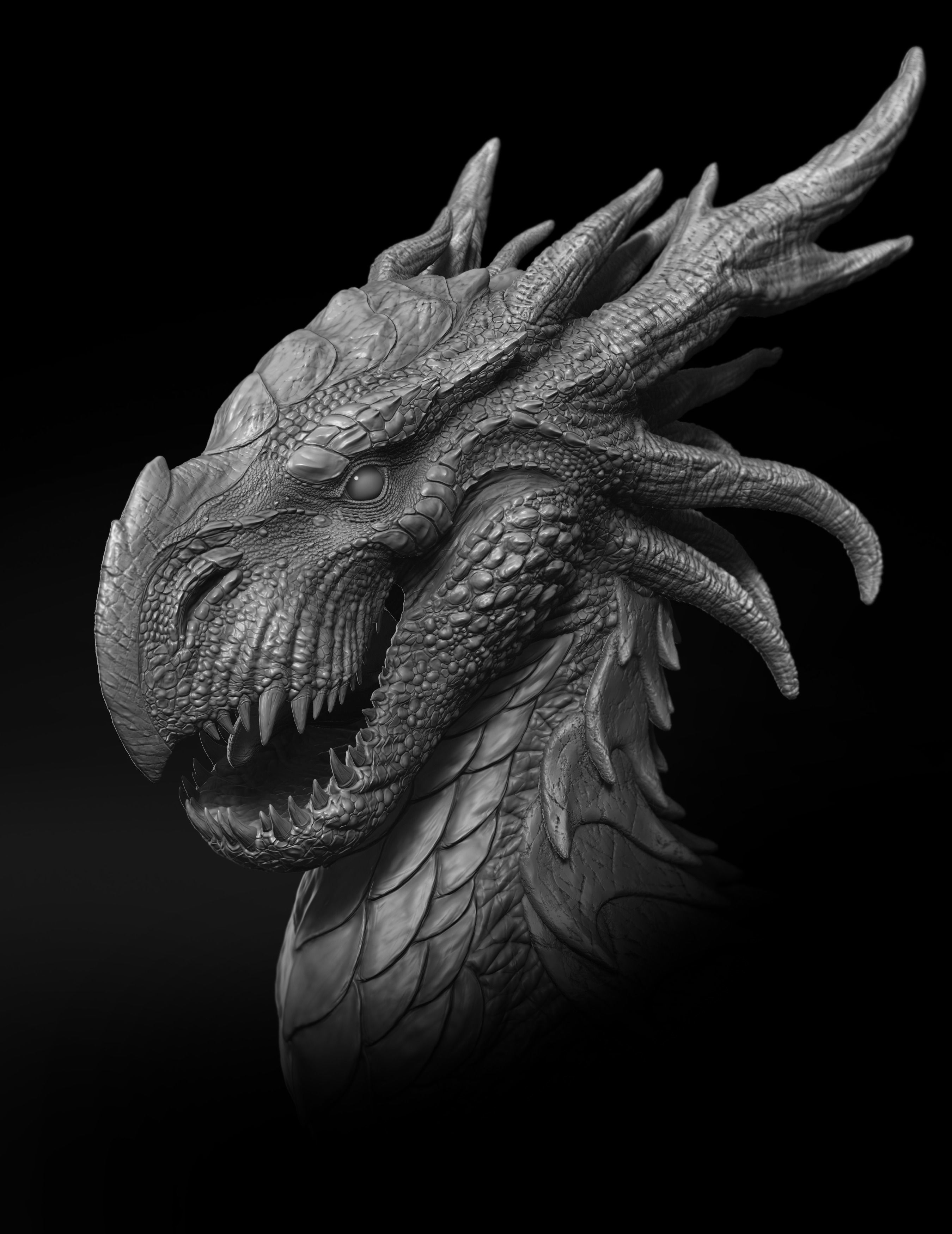 Dragon Bust 3D print model_7