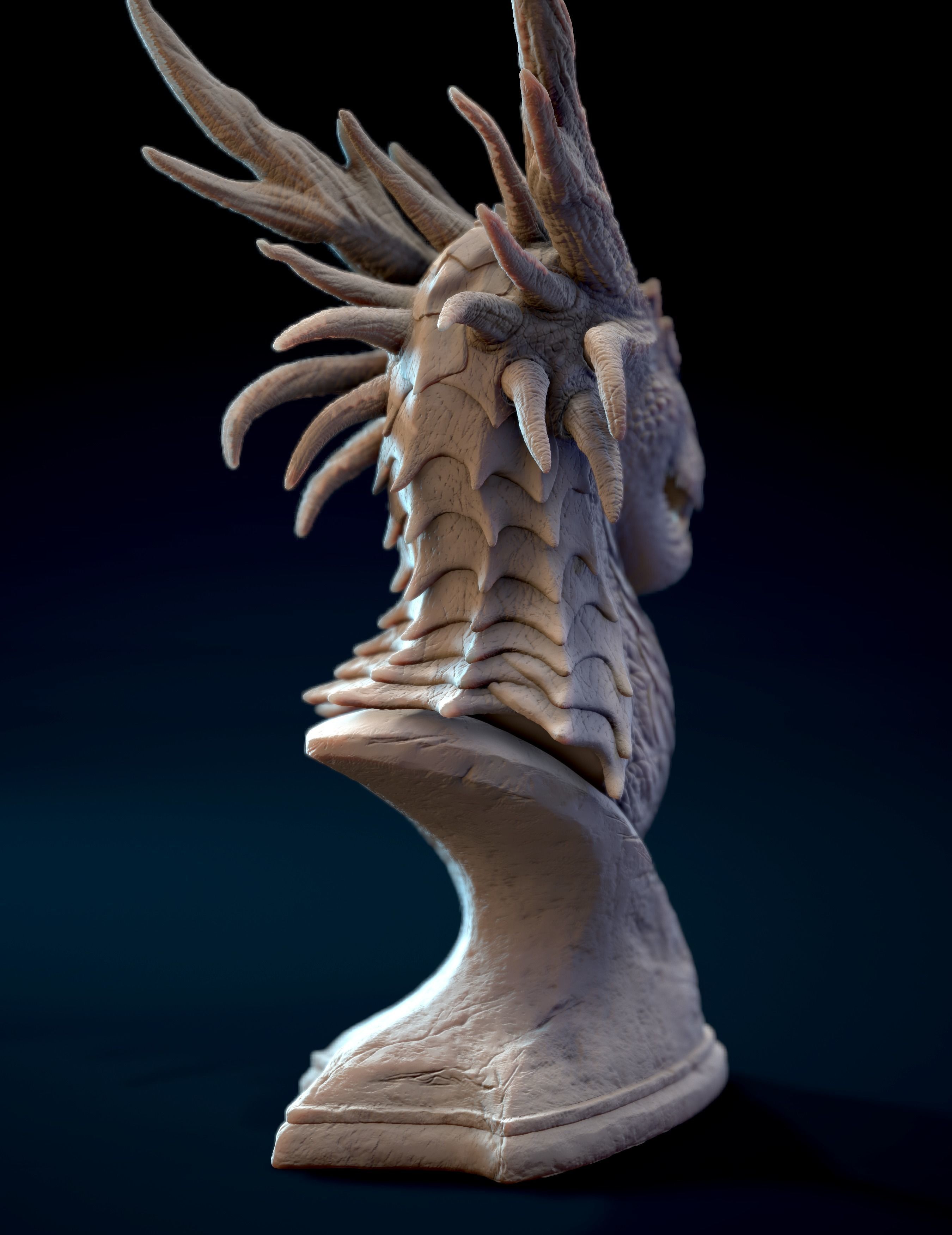 Dragon Bust 3D print model_5