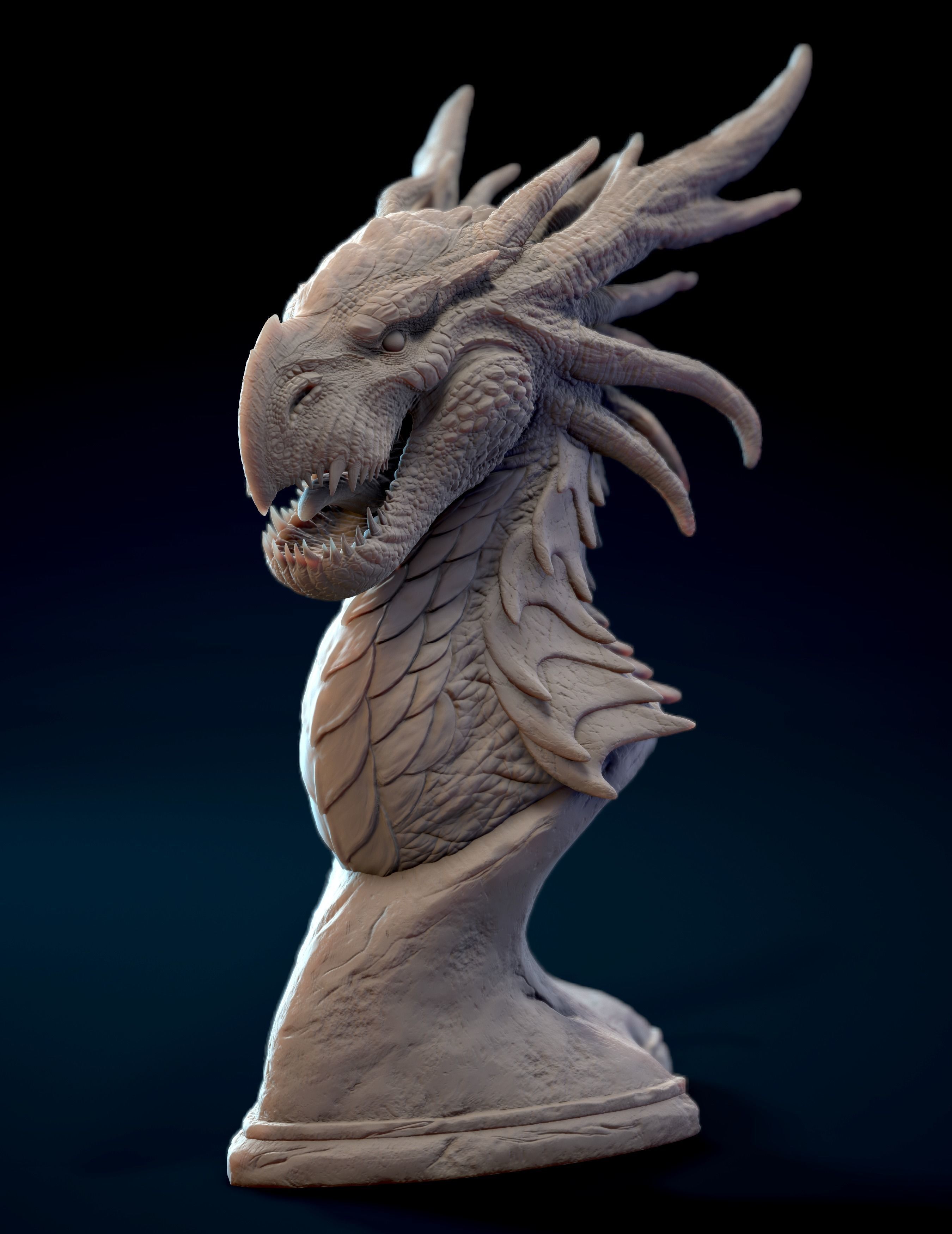 Dragon Bust 3D print model_3