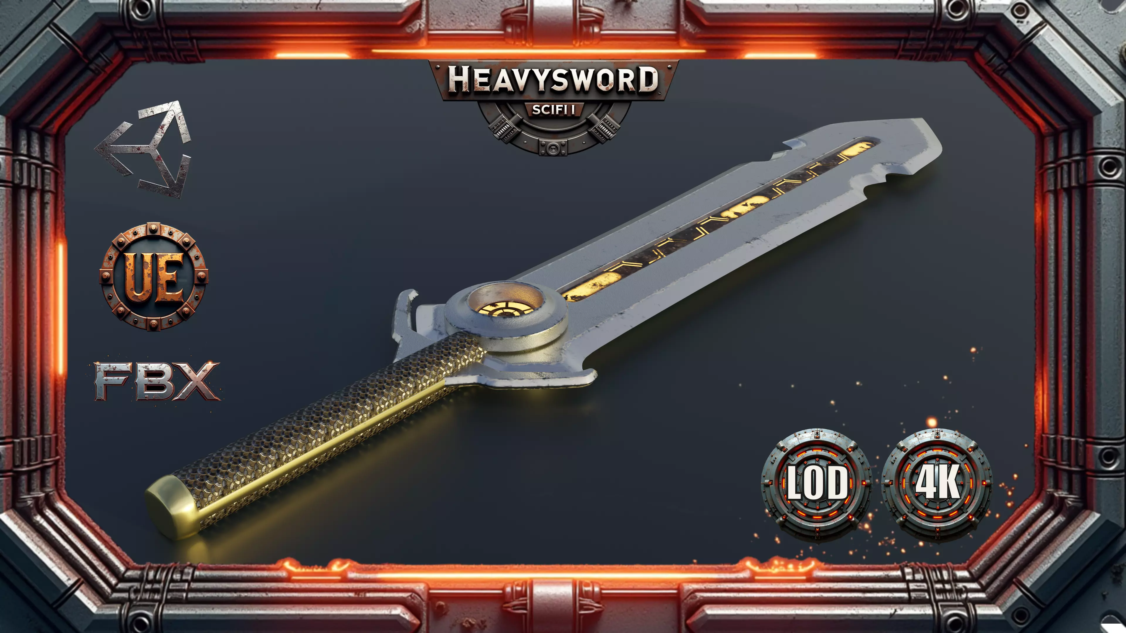 HeavySword SciFi I Low-poly 3D model_0