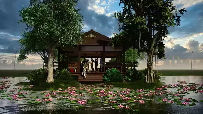 Lake view Free 3D model