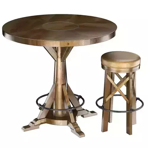 HUNTINGDON COLLECTION table and bar stool 3D model