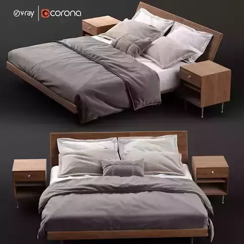 Nelson Thin Edge Bed with Bedside Table  3D model