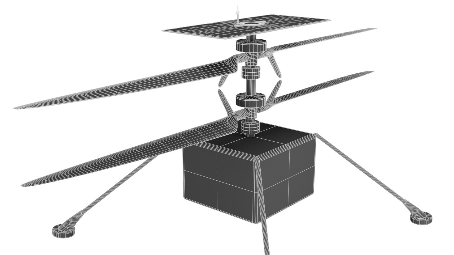 Mars Helicopter Low-poly 3D model_8