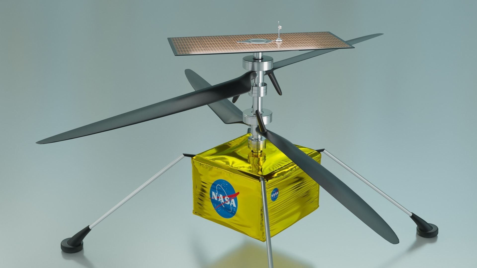 Mars Helicopter Low-poly 3D model_7