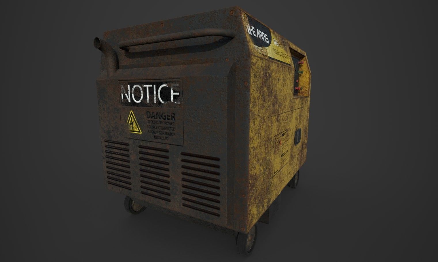 Old Rusted Power Generator Low-poly 3D model_3