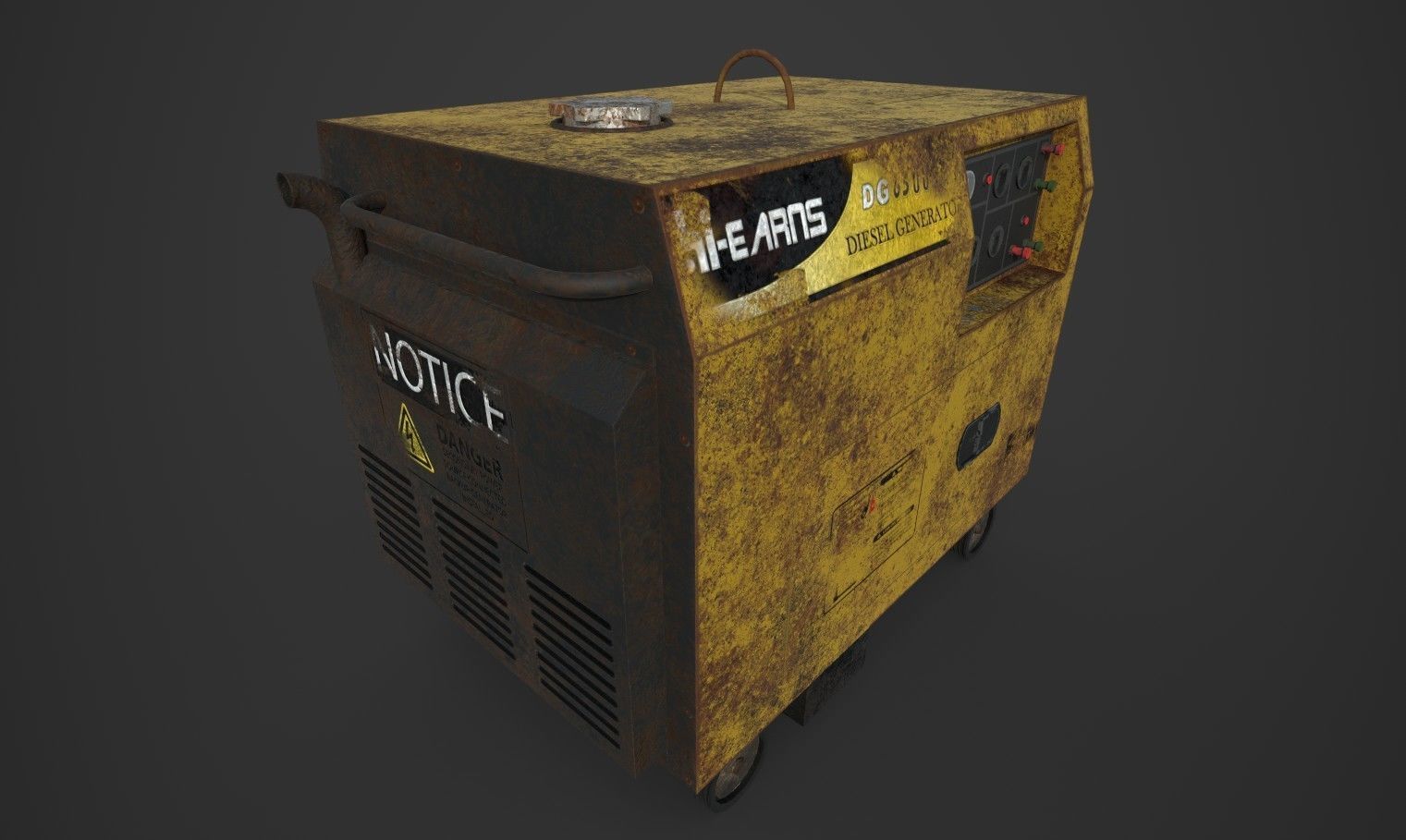 Old Rusted Power Generator Low-poly 3D model_2