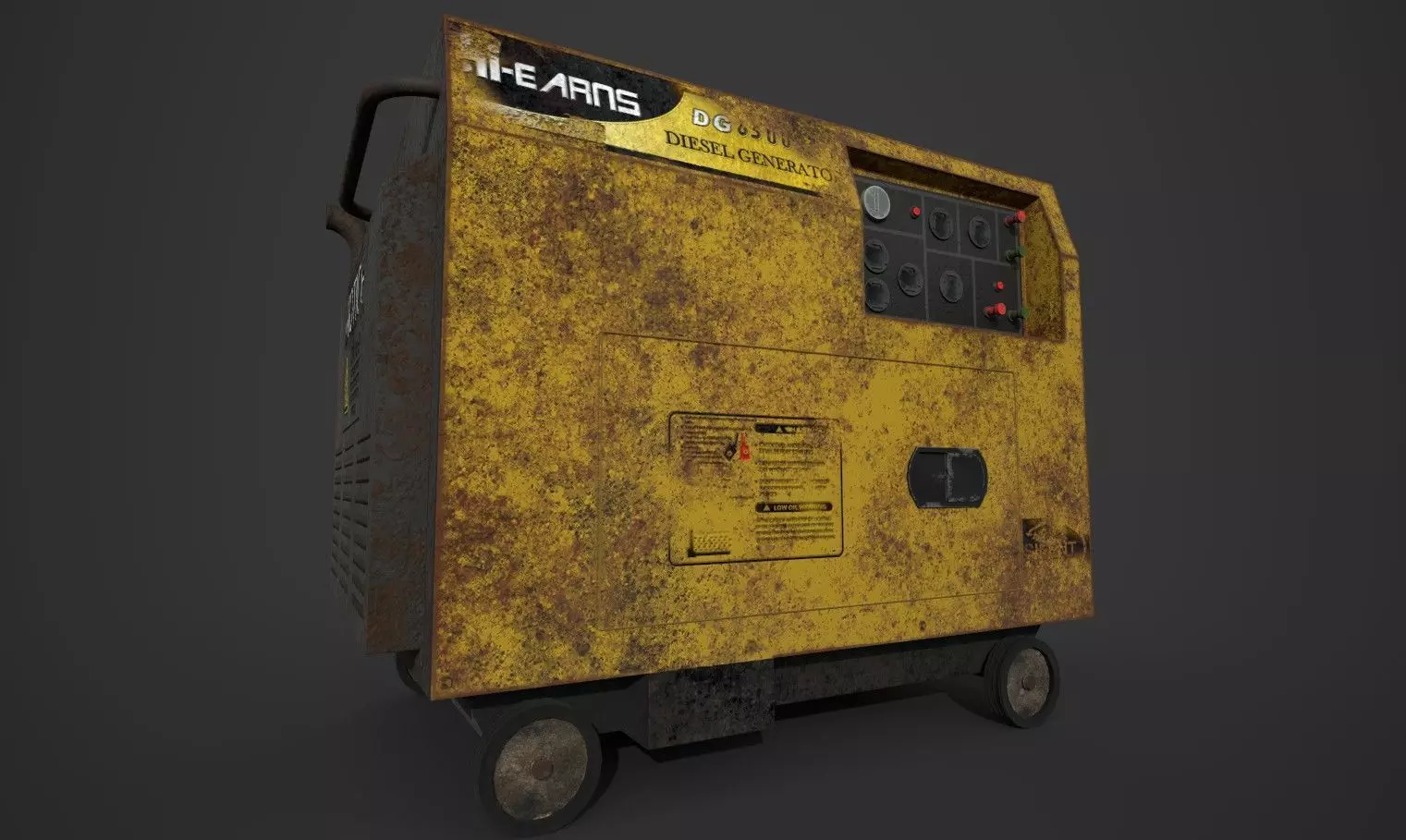 Old Rusted Power Generator Low-poly 3D model_0