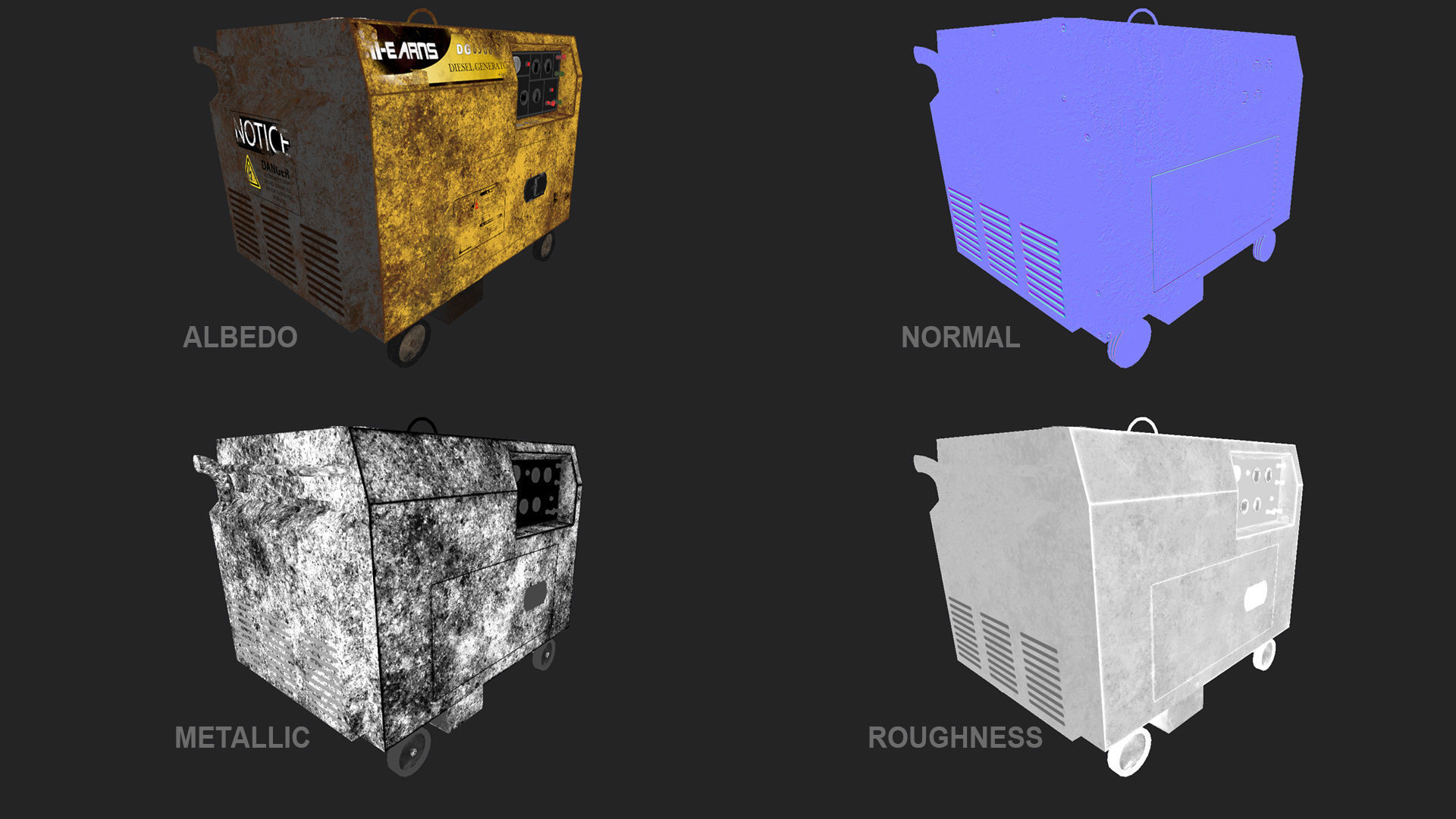 Old Rusted Power Generator Low-poly 3D model_5