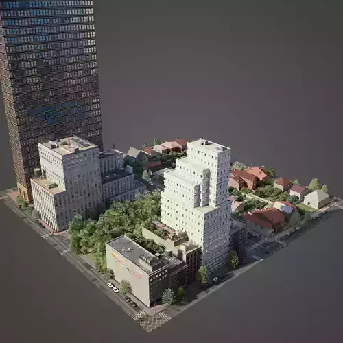 Realistic City District H12-R25 3D model