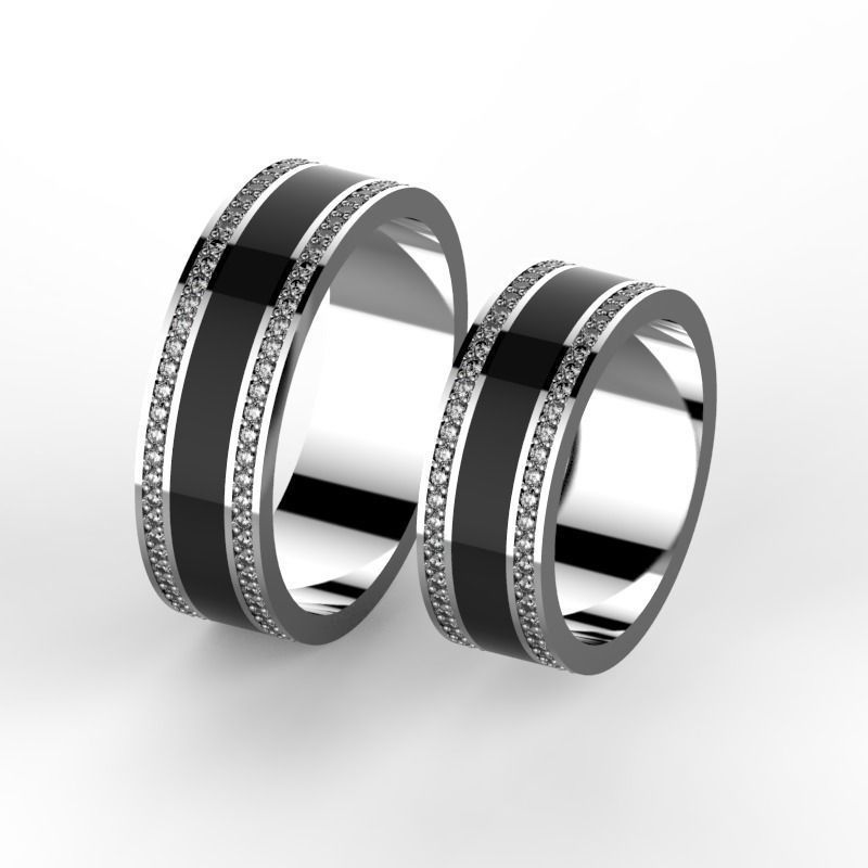 Wedding dands with enamel and diamonds  3D print model_0