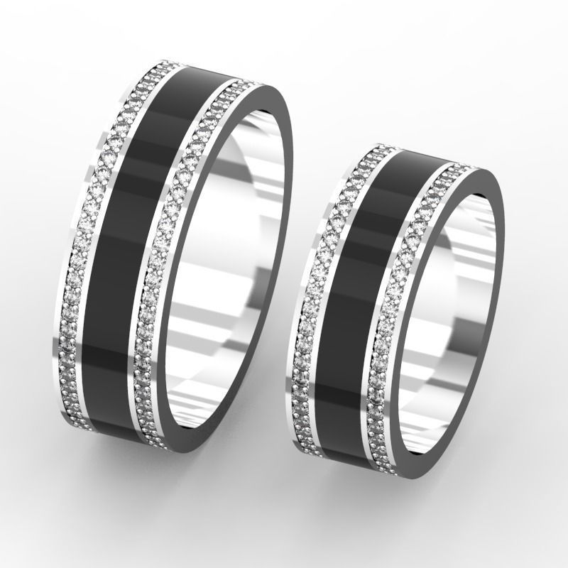 Wedding dands with enamel and diamonds  3D print model_4