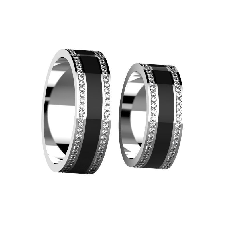 Wedding dands with enamel and diamonds  3D print model_1