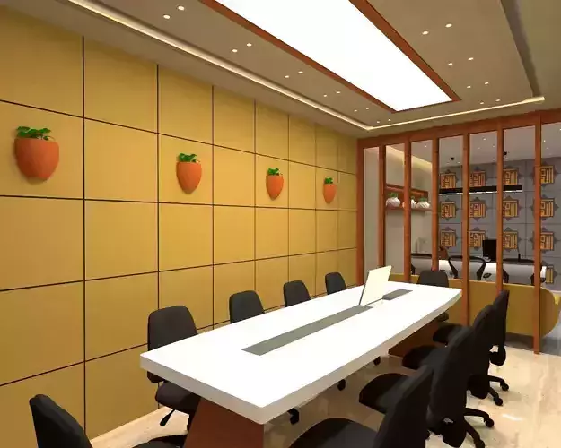 office conference room with walls and chairs 3D model