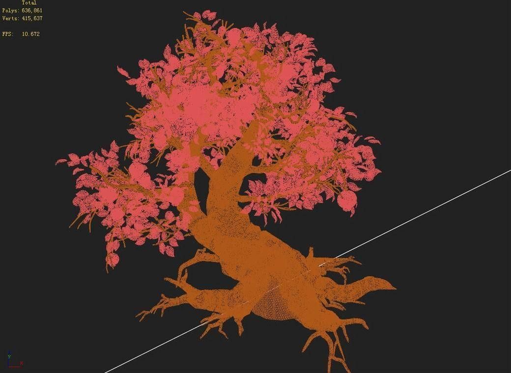 Grass Temple Village - Tree 02 3D model_9