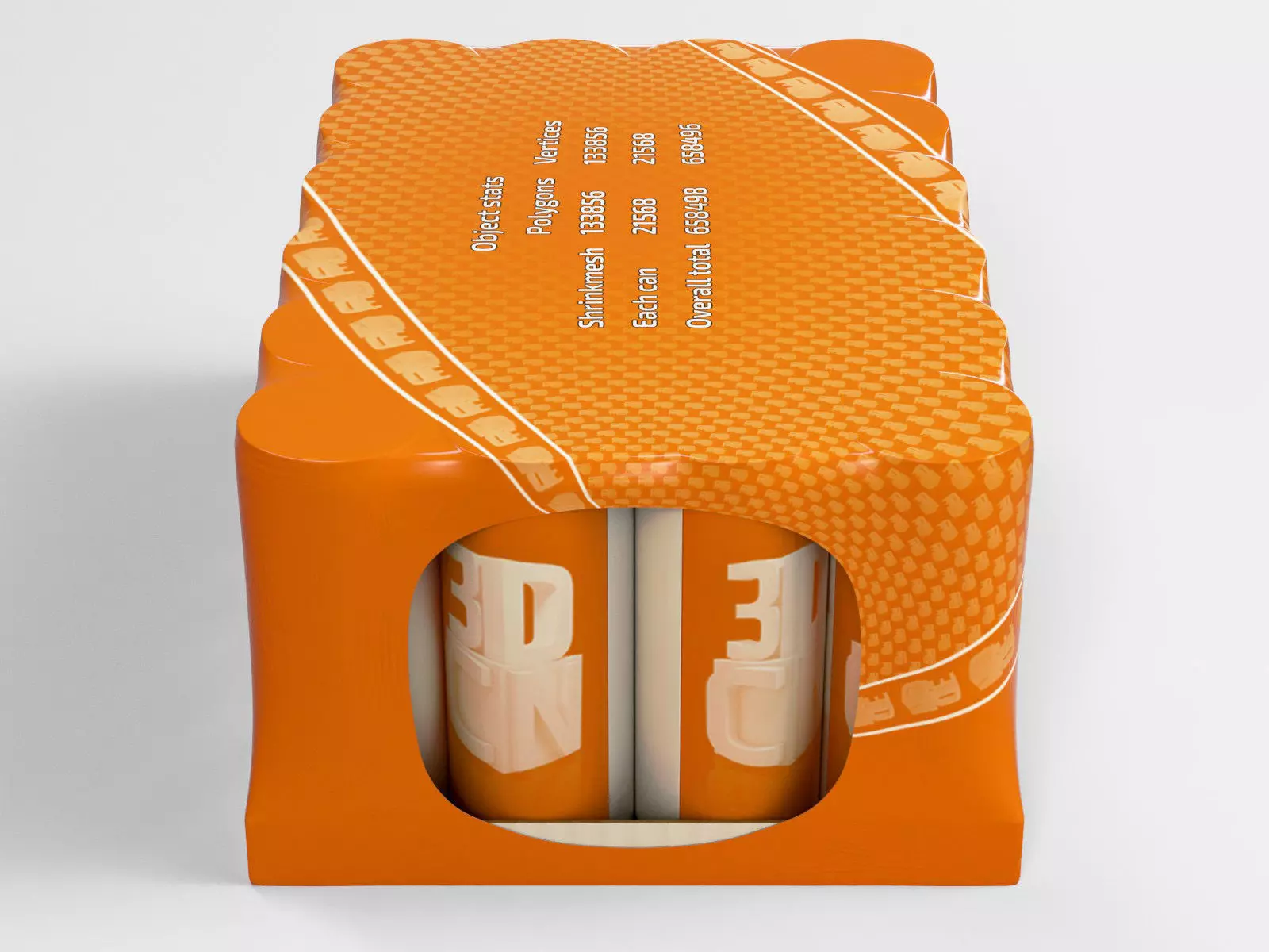 24 pack shrinkwrapped 330ml sleek cans with a card tray base 3D model_4