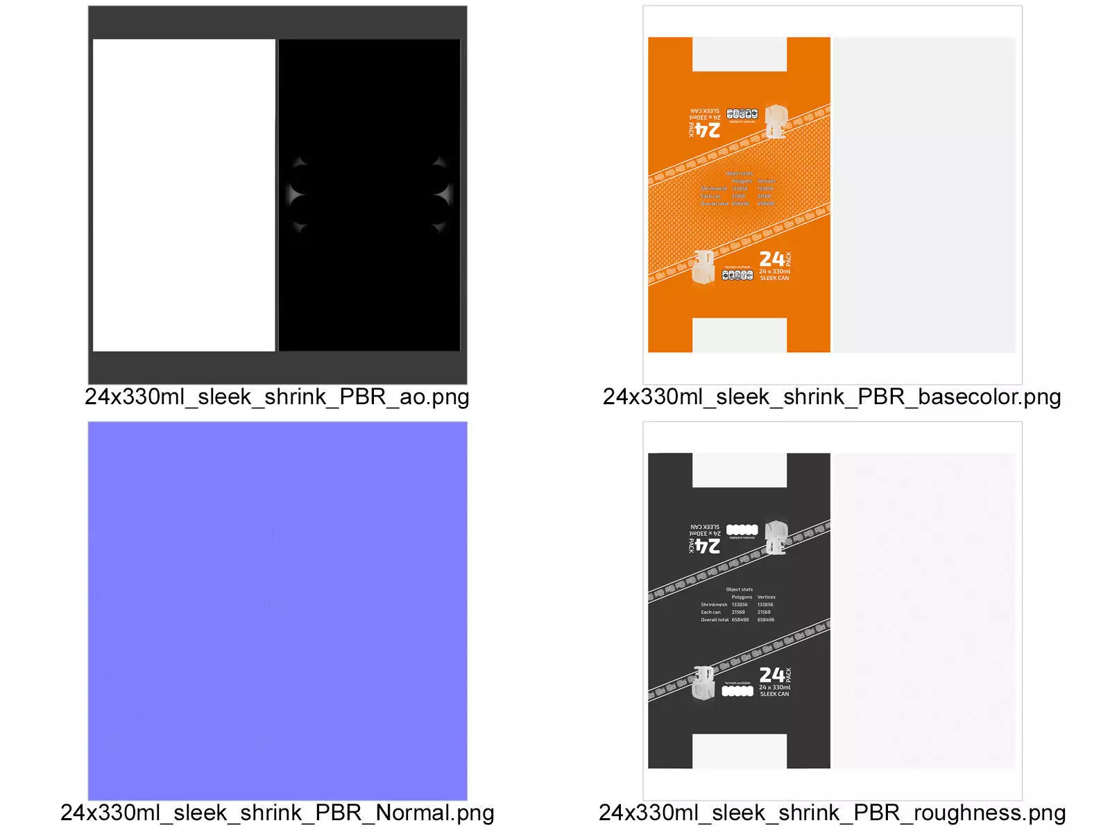 24 pack shrinkwrapped 330ml sleek cans with a card tray base 3D model_11