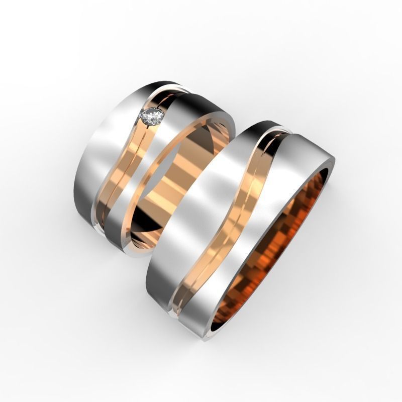 Wedding bands from 3 partrs  3D print model_4