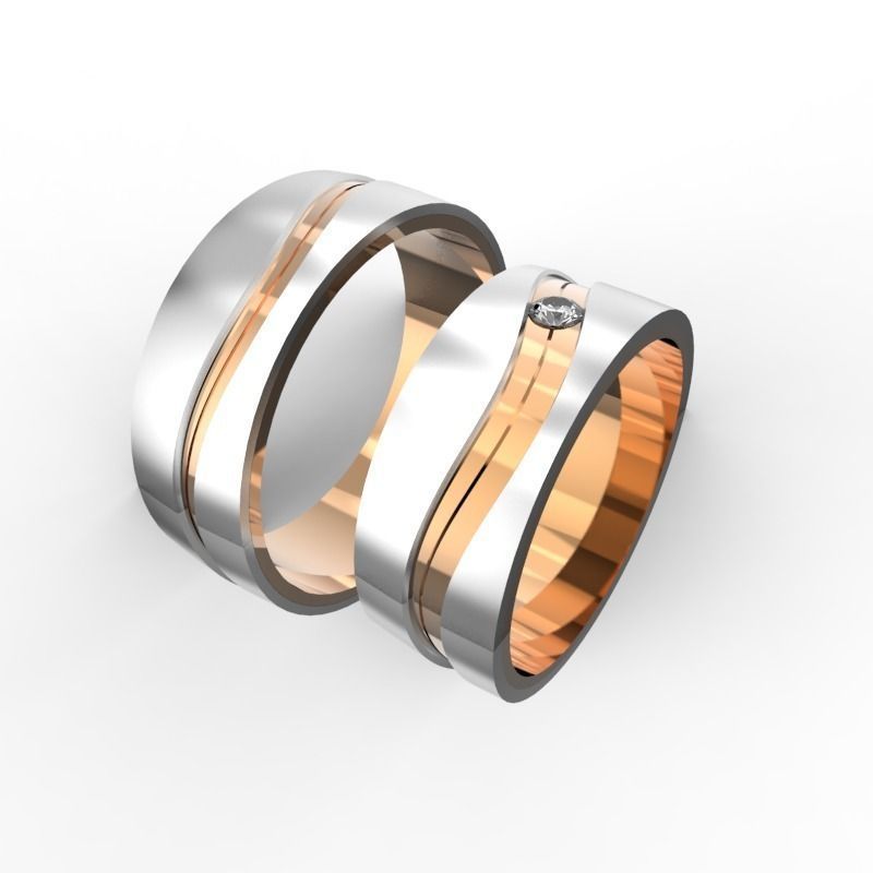 Wedding bands from 3 partrs  3D print model_2