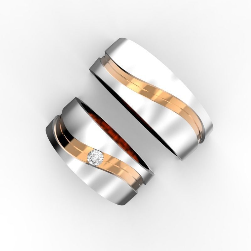 Wedding bands from 3 partrs  3D print model_0