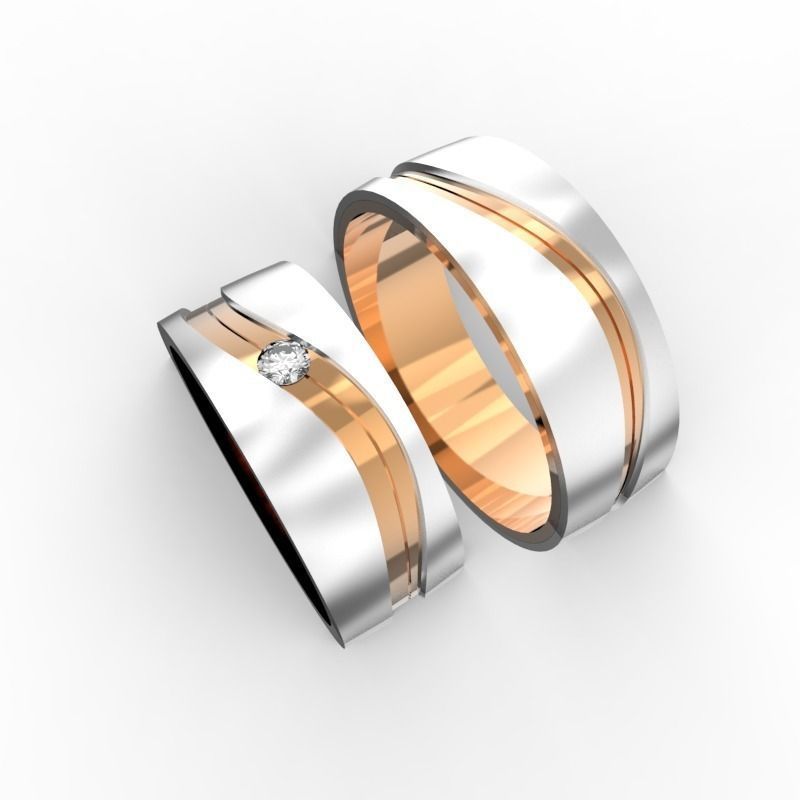 Wedding bands from 3 partrs  3D print model_1